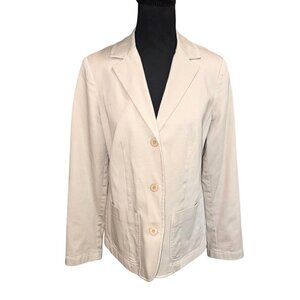 VTG L.L. Bean Canvas  Women Beige Cotton Blazer Jacket 10 Sustainable Cottage